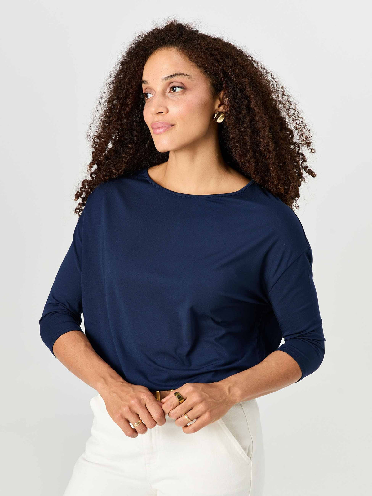 Modal Luxe Layer Tee 3/4 Sleeve - Navy