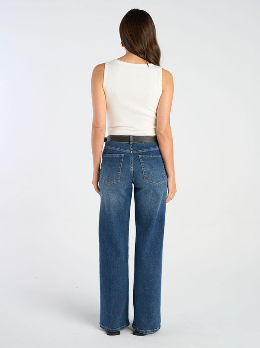 Ashton Wide Leg Jeans - Mid Blue
