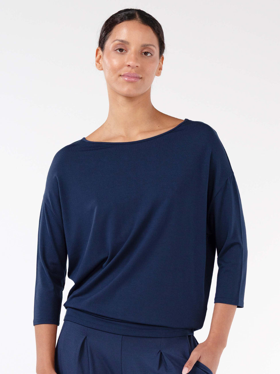 Modal Luxe Layer Tee 3/4 Sleeve - Navy