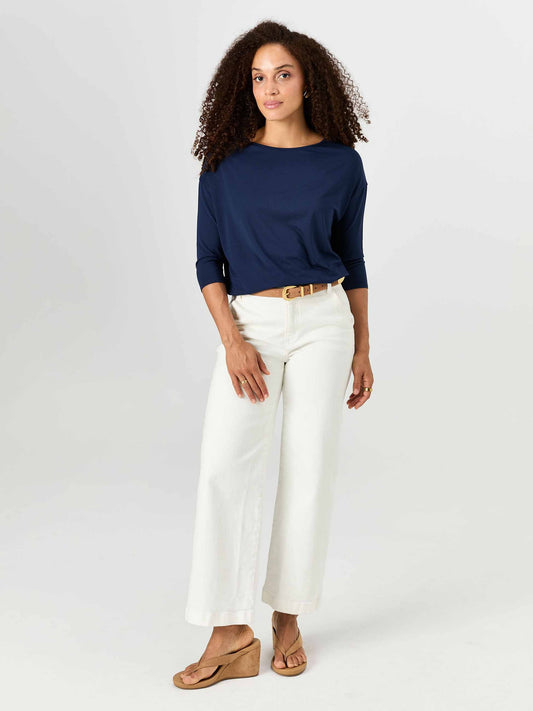 Modal Luxe Layer Tee 3/4 Sleeve - Navy