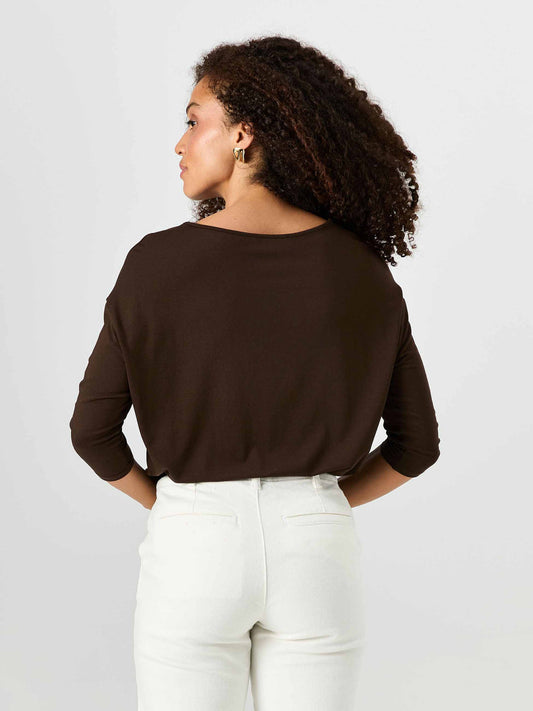 Modal Luxe Layer Tee 3/4 Sleeve - Coffee Bean