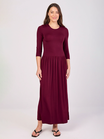 7/8 Sleeve Essential Maxi Dress Sangria