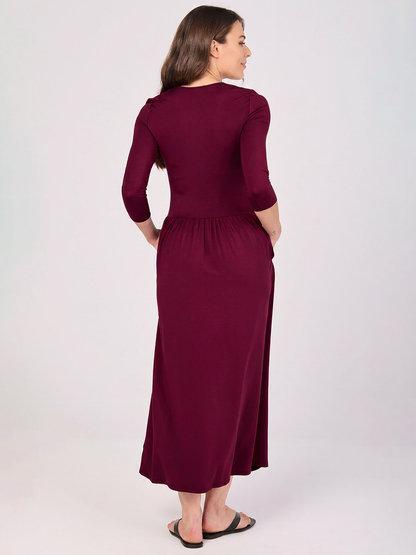 7/8 Sleeve Essential Maxi Dress Sangria