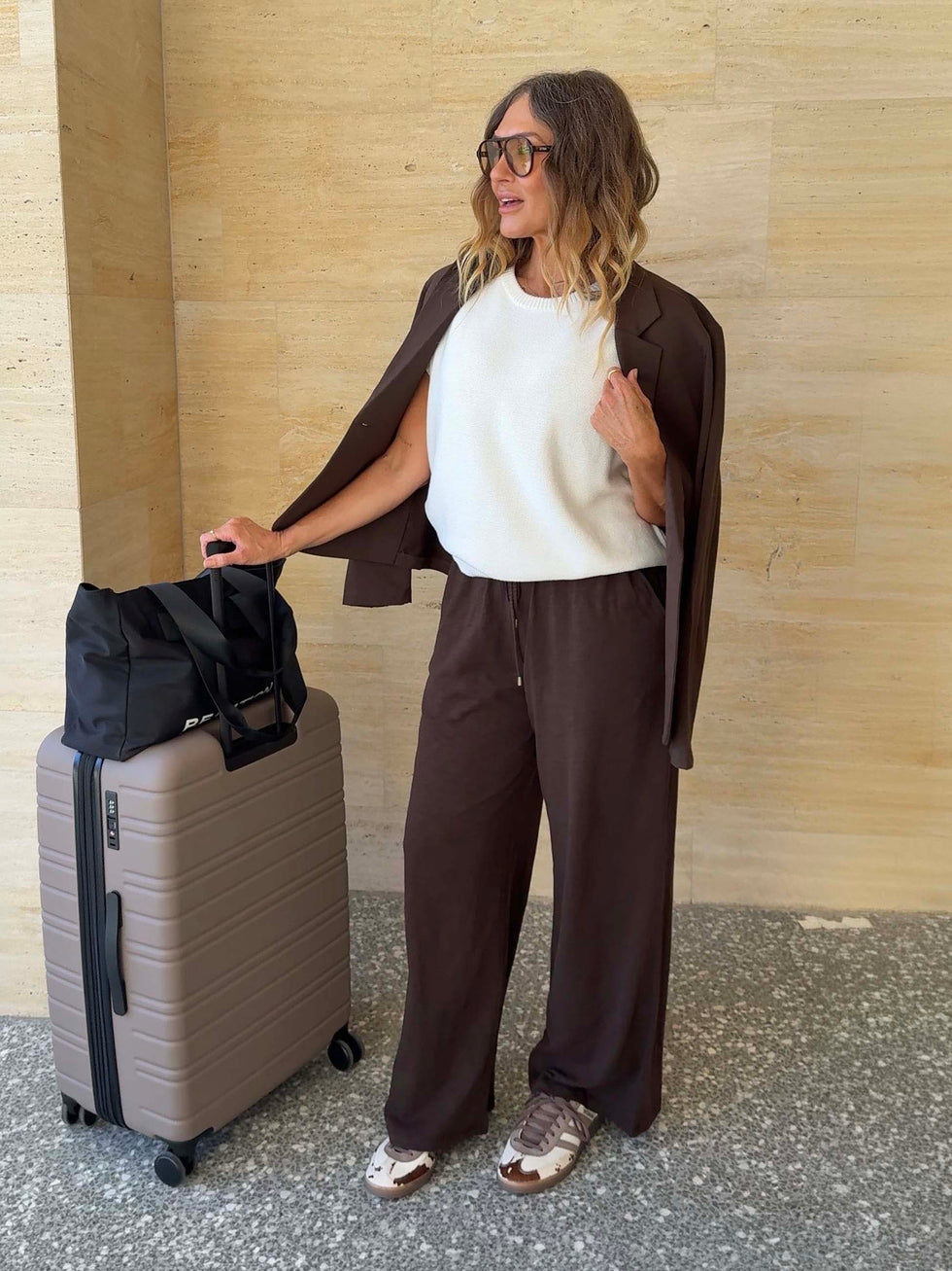 Textured Slub Lounge Pant - Coffee Bean