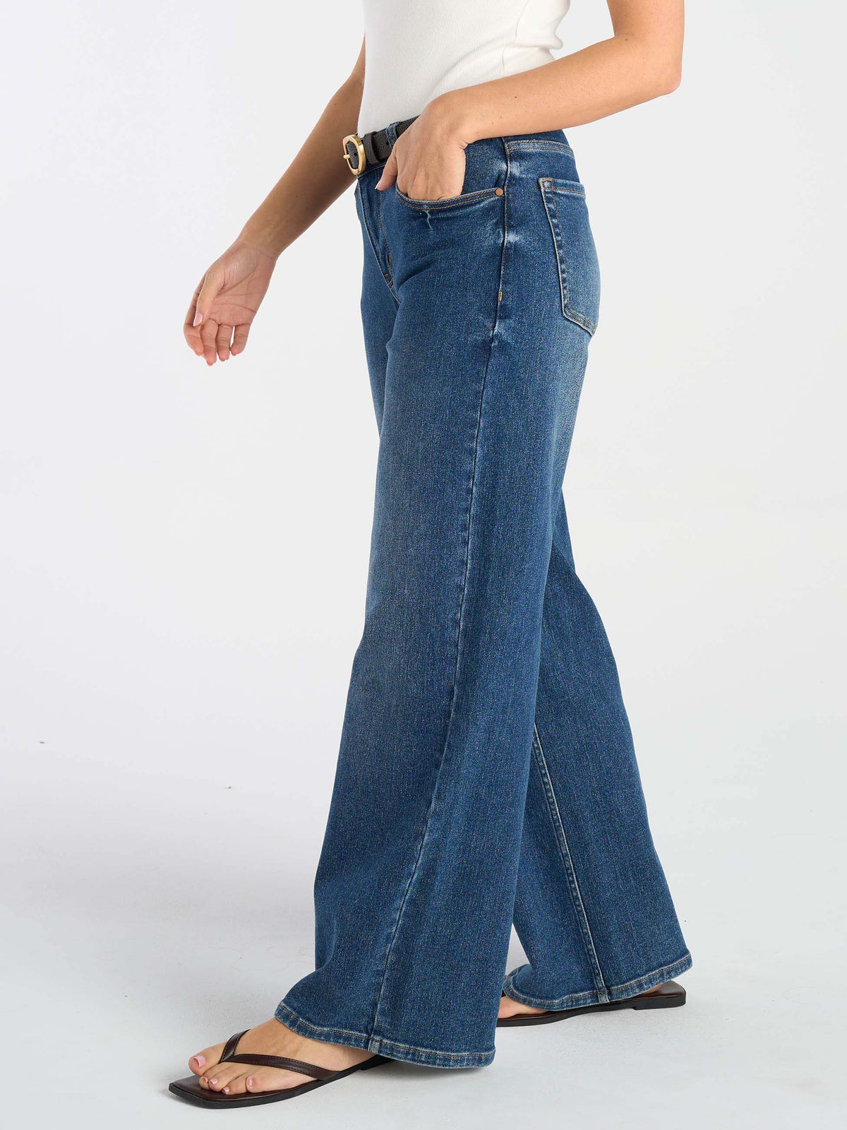 Ashton Wide Leg Jeans - Mid Blue