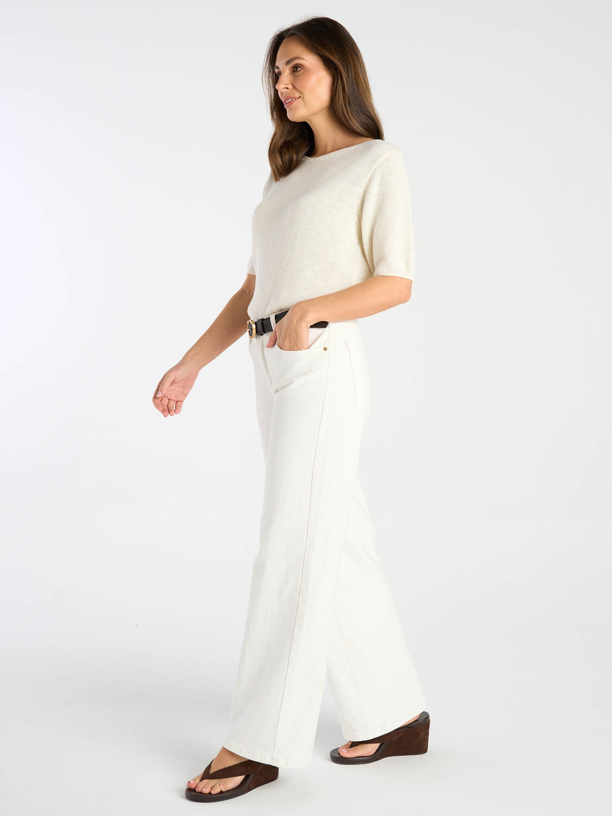 Ashton Wide Leg Jeans - Soft White