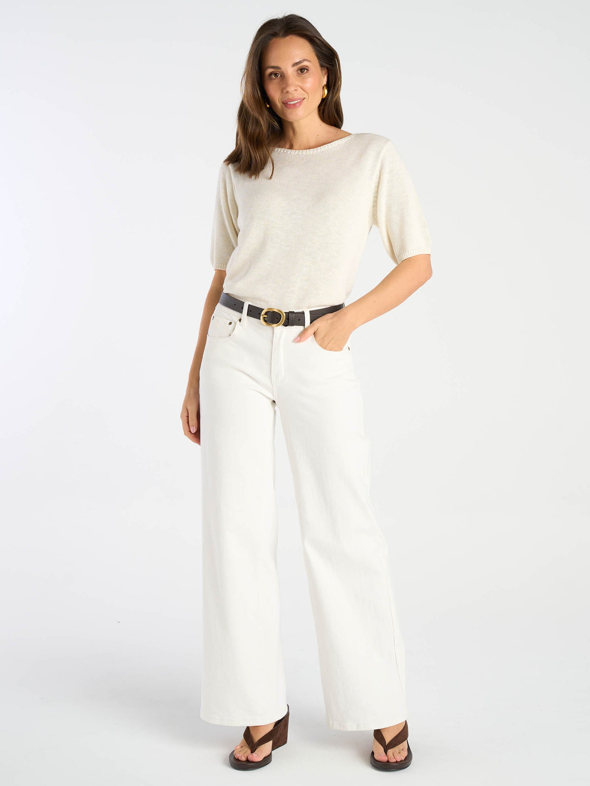 Ashton Wide Leg Jeans - Soft White