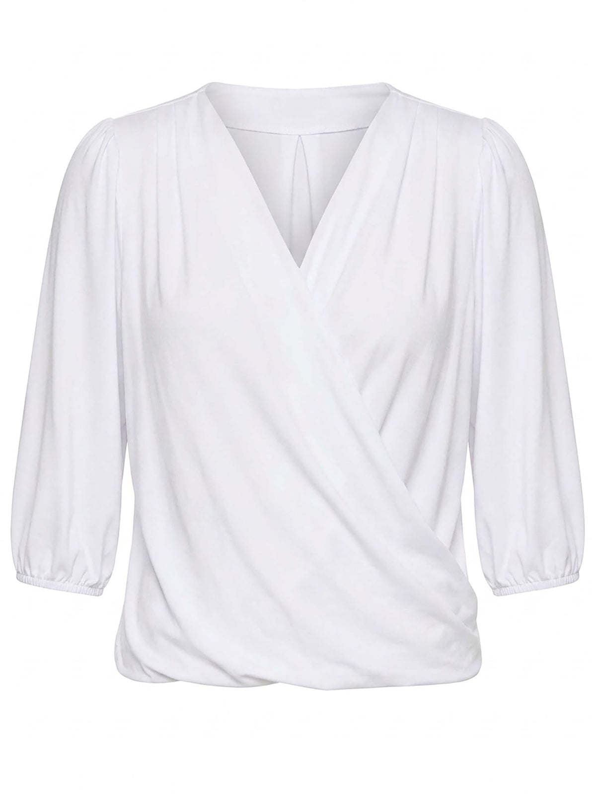 Athena 7/8 Sleeve Drape Top - White